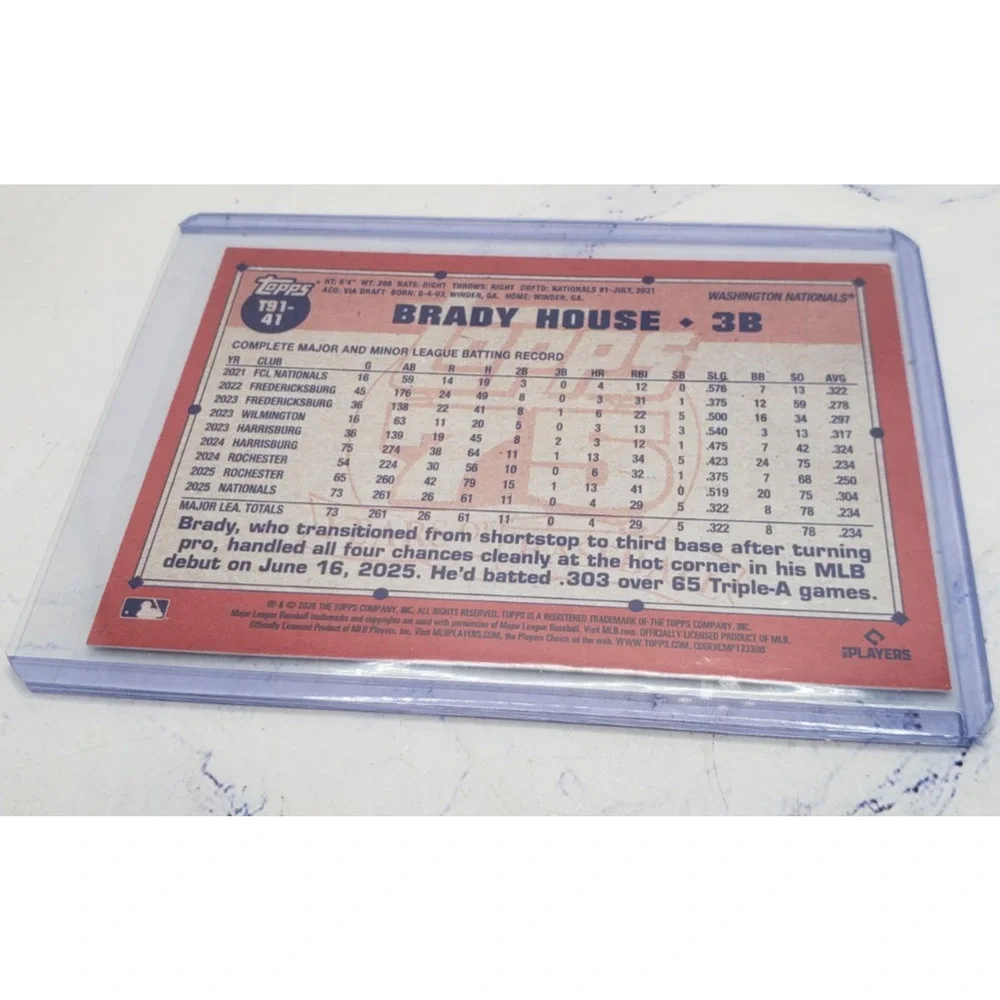 2026 Topps Series 1 Brady House 1991 Topps Baseball 35th Anniversary Rookie